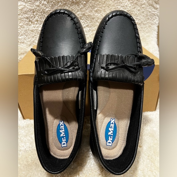 Dr. Max Blue Leather Kilty Tassel Moc Toe Loafers Shoe Women's Size 6.5 M NWOB - Picture 3 of 6